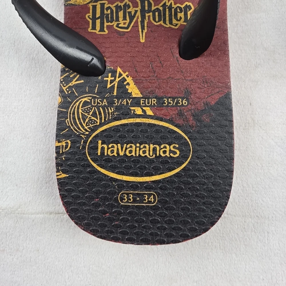 Havaianas Harry Potter Griffindor Flip Flops Kids Size 3-4 Adults 35-36 (4.5-5.5